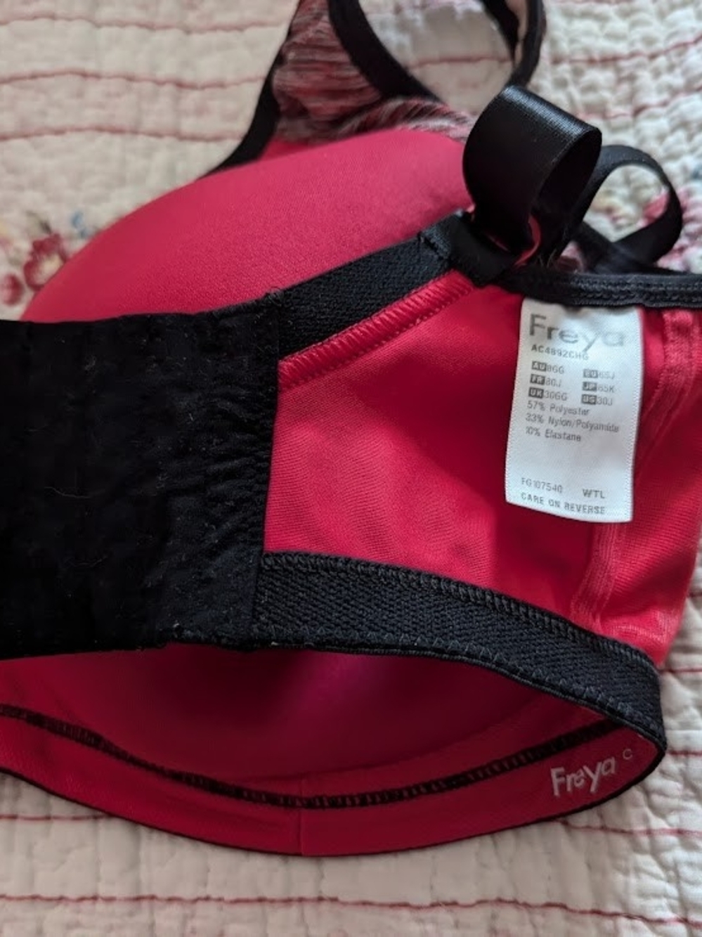 Freya Red and Black 30J Sports Bra